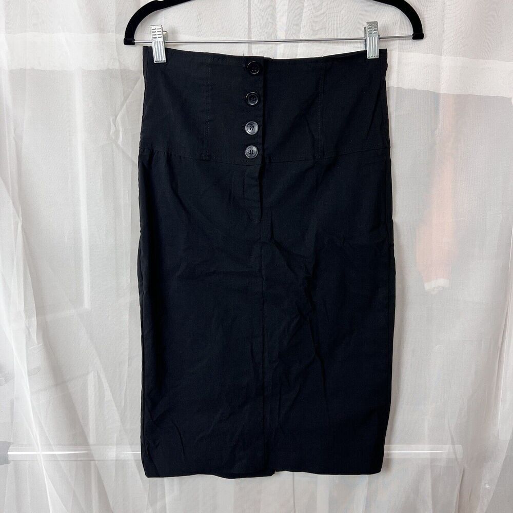 One Clothing black stretch bodycon pencil skirt Sm pinup office siren academia